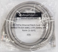 7' Cat 5e Ethernet Patch Cord Cable C5-507G 24AWG 4PRS Verified TIA/EIA RoHS