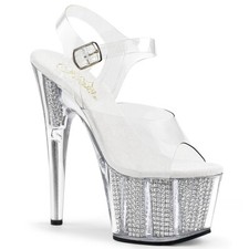 PLEASER ADORE-708SRS Women's 7" Heel Platform Sandal W/Simulated RS Filled Shoes