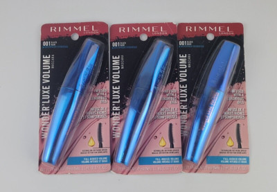 3 PACK RIMMEL WONDER'LUXE VOLUME MASCARA INFUSED WITH 4 LUXURIOUS OILS 001 BLACK