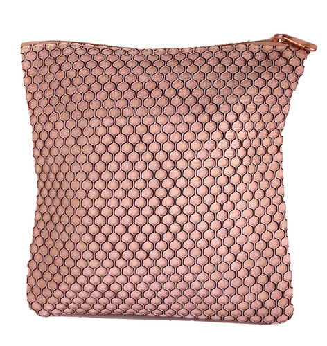 Ipsy Rose Gold Textured Cosmetic Makeup Bag Money Storage Womens Soft E4-1745