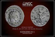 ANCIENT COINS NGC XF ROMAN COINS PHILIP II, AD 247-249. AR Double-Denarius. A946