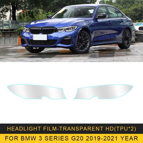 Car Headlight TPU Film Protector Sheet Sticker PreCut Shape For BMW 3 Series G20 - Picture 7 of 8
