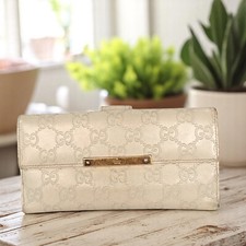 Gucci Tan Guccissima Leather Metal Bar Continental Wallet