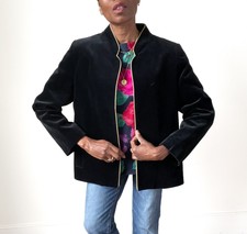 Evans Vintage Collarless Black Velvet Jacket - Evening - xxl - Uk 18