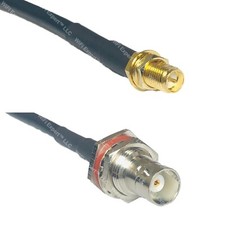 RFC195 RP-SMA FEMALE to BNC FEMALE BIG BULKHEAD Coax RF Cable USA-Ship Lot