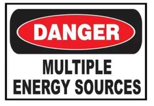 Danger Multiple Energy Sources Electrical Safety Sign Sticker Decal Label D3093