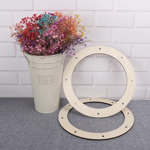 12 PCS 12 Inch Wooden Wreath Rings with Pre-Cut Holes for Crafting - Picture 4 of 12