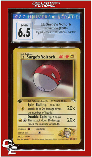 Lt. Surge's Voltorb (1st Edition) graded CGC 6.5 for sale on eBay