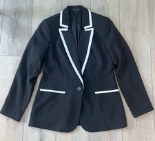 NEW EXPRESS BLACK WHITE TIPPED ONE BUTTON BOYFRIEND JACKET BLAZER SIZE M