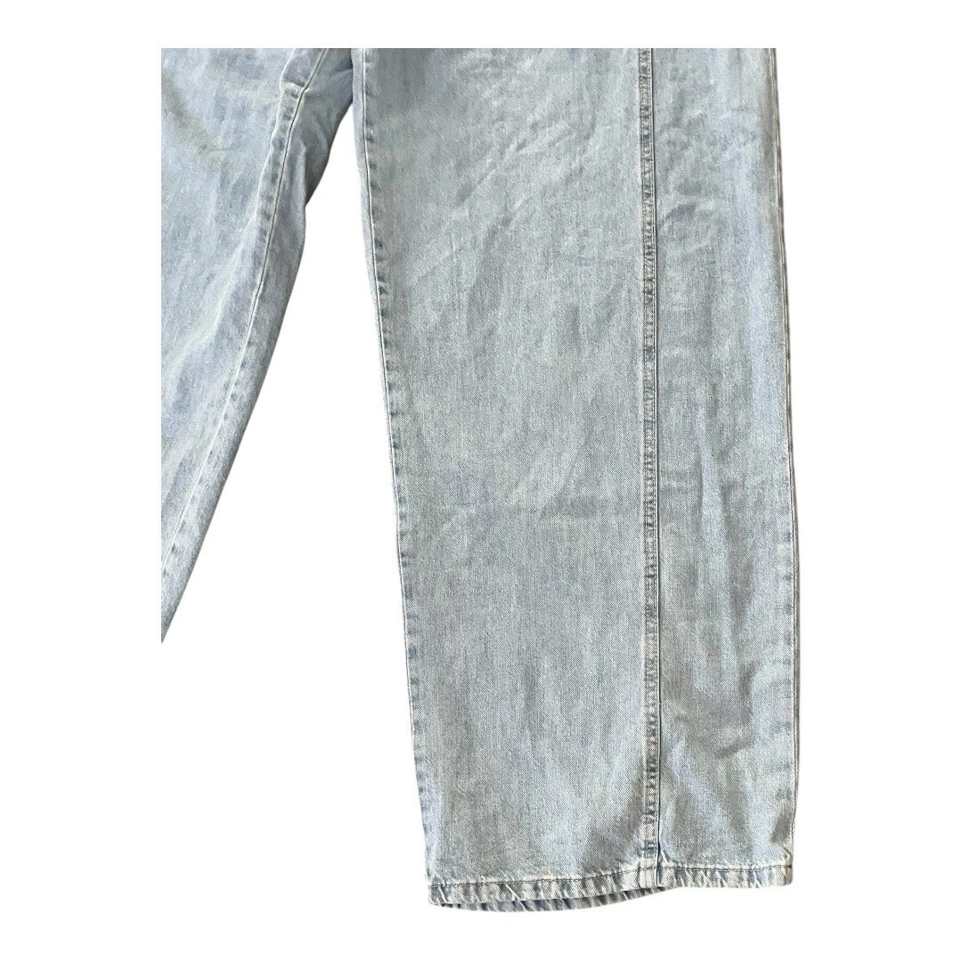 Zara Hi Rise Pull On Borsa di Carta Gamba Larga Jeans Donna Taglia 12 Denim Lavaggio Leggero