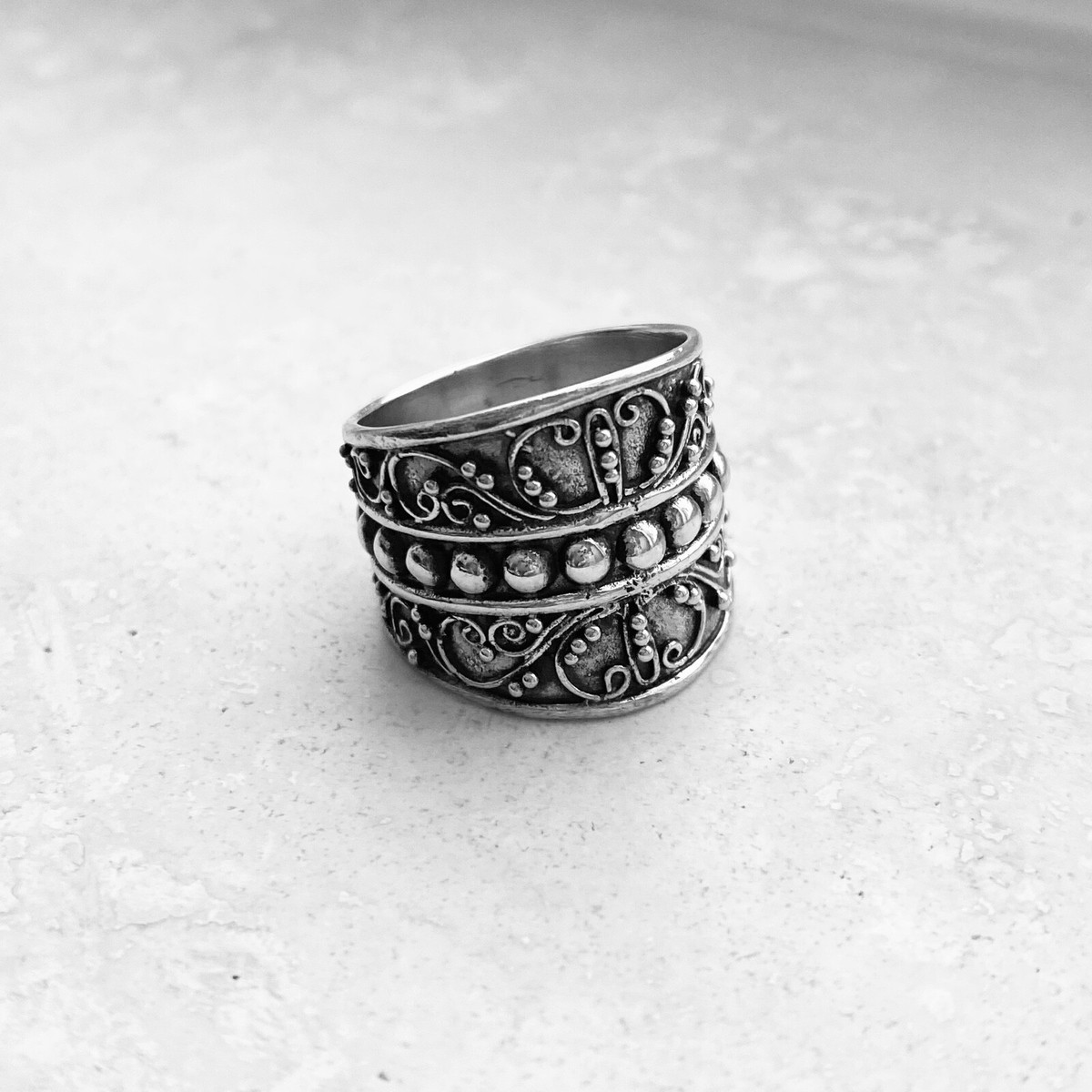 Silver Ring Large Sterling Silver 925 Bali Style Ring - Women's Wide Band, Sizes 5-12, 22mm Width (Sac Silver) Silver Rings Bulk - Foto 4