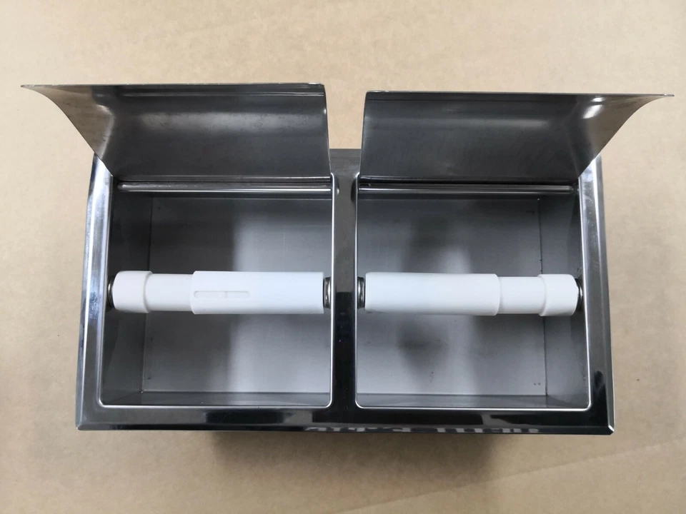 AXESS Recessed inset Toilet Roll Holder Stainless Steel Single or Double - image 4 of 4