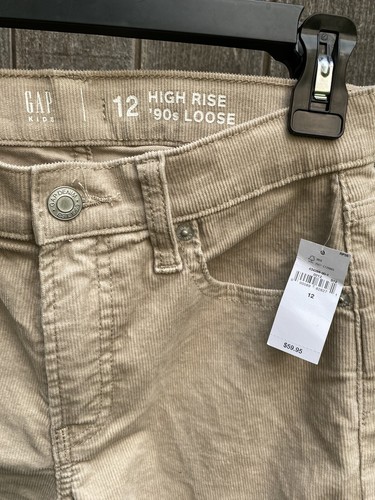 Gap Kids Girls Youth 90s Loose Corduroy High Rise Pants Jeans Beige 12 - Picture 2 of 3