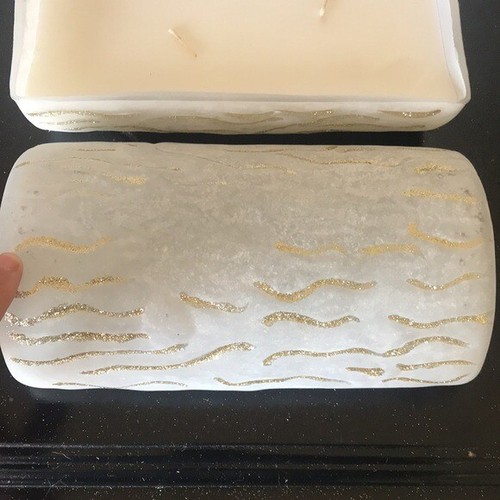 Pottery Barn frosted log holiday candle with top - Picture 3 of 8