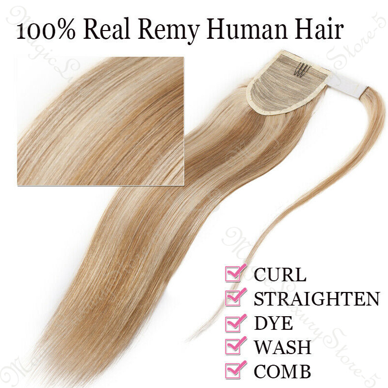 100% Human Hair Virgin Ponytail Extensions Thick Remy 