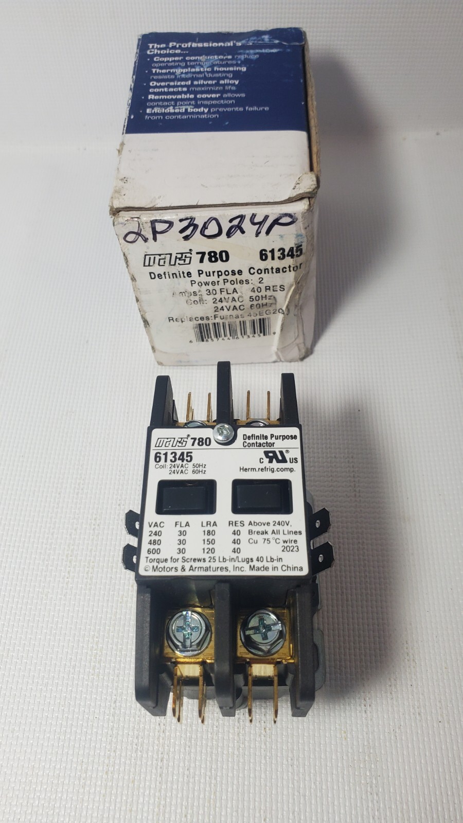 Contactor, 2 Pole , 30 Amp, 24volt Coil