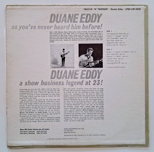 Duane Eddy "Twistin' 'N' Twangin'(1962)RCA, LSP-2525,LP, W/EXTRAS &Free Shipping - Picture 3 of 14