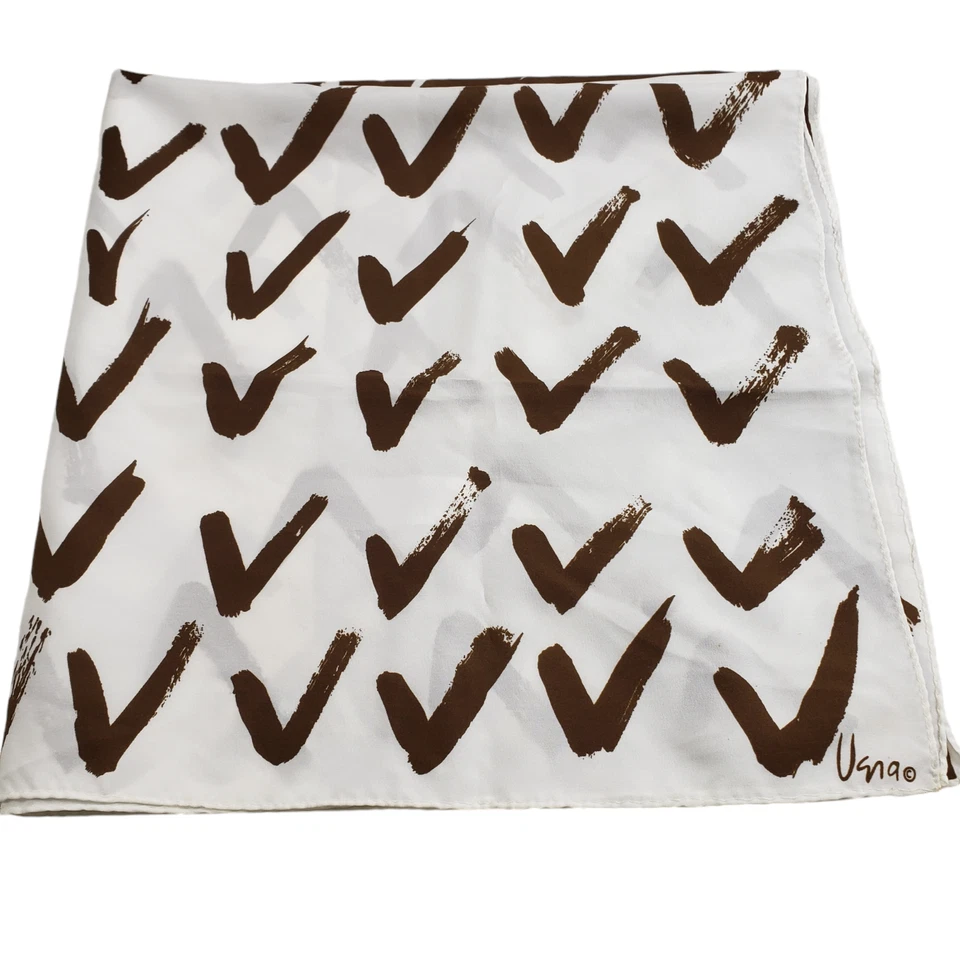 Bufanda vintage para mujer Vera Neumann marrón logotipo en V poliéster Japón 26/26" Foto 3 de 4