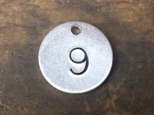 Number 9 Tag Aluminum Metal Tag Numbered Keychain Stamped Token Tag Check