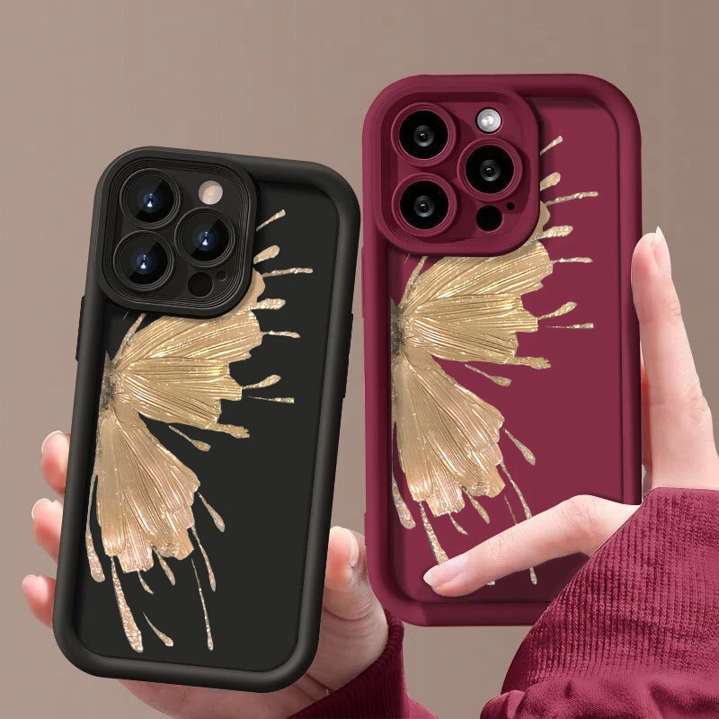 For iPhone 16 15 14 Pro Max 13 12 XR ShockProof Gold Butterfly Girl's Case Cover - Image 2 of 4