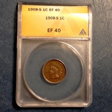 -1908-S Indian Head Cent ANACS EF 40 - A Sharp XF Key Date Coin