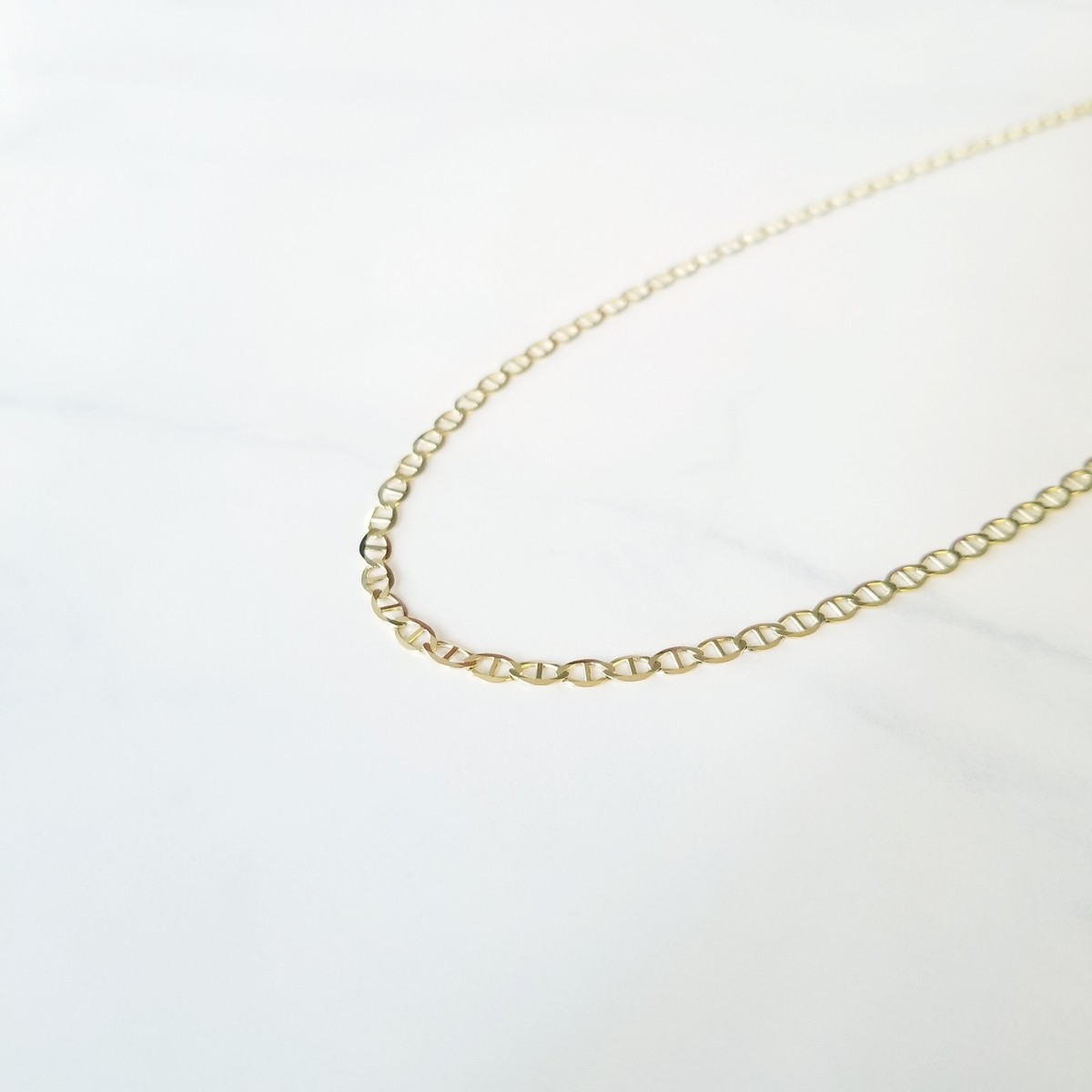 22 " 14K Massiv Gelbgold 6mm Flach Seemann Anker Gliederkette