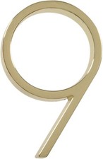 Hillman 5-In. Floating Mount Brass House Number 9