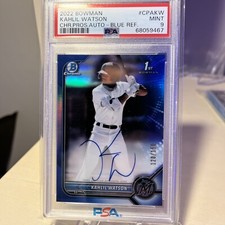🔥💎 2022 Bowman Kahlil Watson 1st Blue Refractor Auto /150 PSA 9 💎🔥