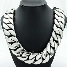 Mens Super Heavy 316L Stainless Steel Curb Cu...