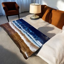 Tavolo da pranzo epossidico Ocean Wave legno acacia conferenza riunioni arredamento decorazioni