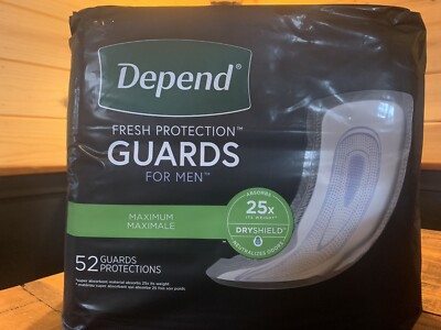 Depend Men's Incontinence Bladder Control Guards, Maximum Absorbency, 52 Count  