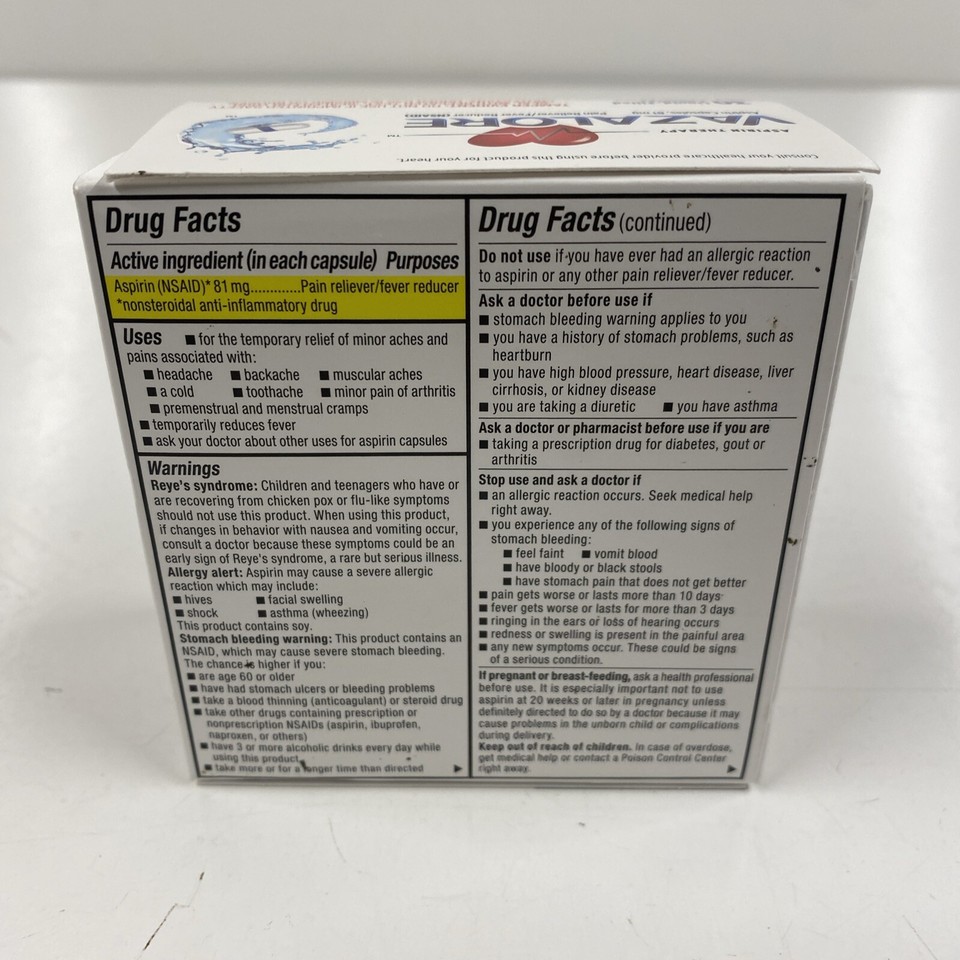 Vazalore Aspirin 81 Mg Low Dose Pain Treatment 30 Capsule Exp 1/2025 373089081216 eBay