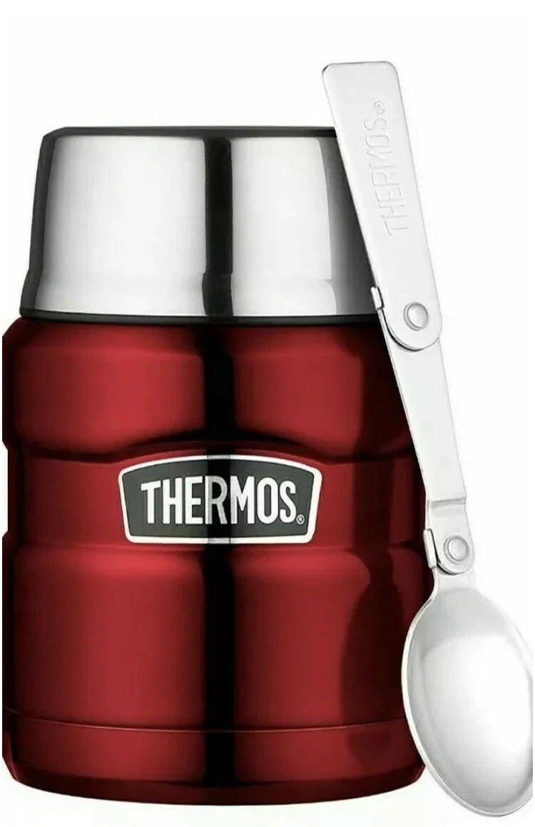 Thermos King Vacuum Insulated Food Flask 470ml Travel Cup Spoon