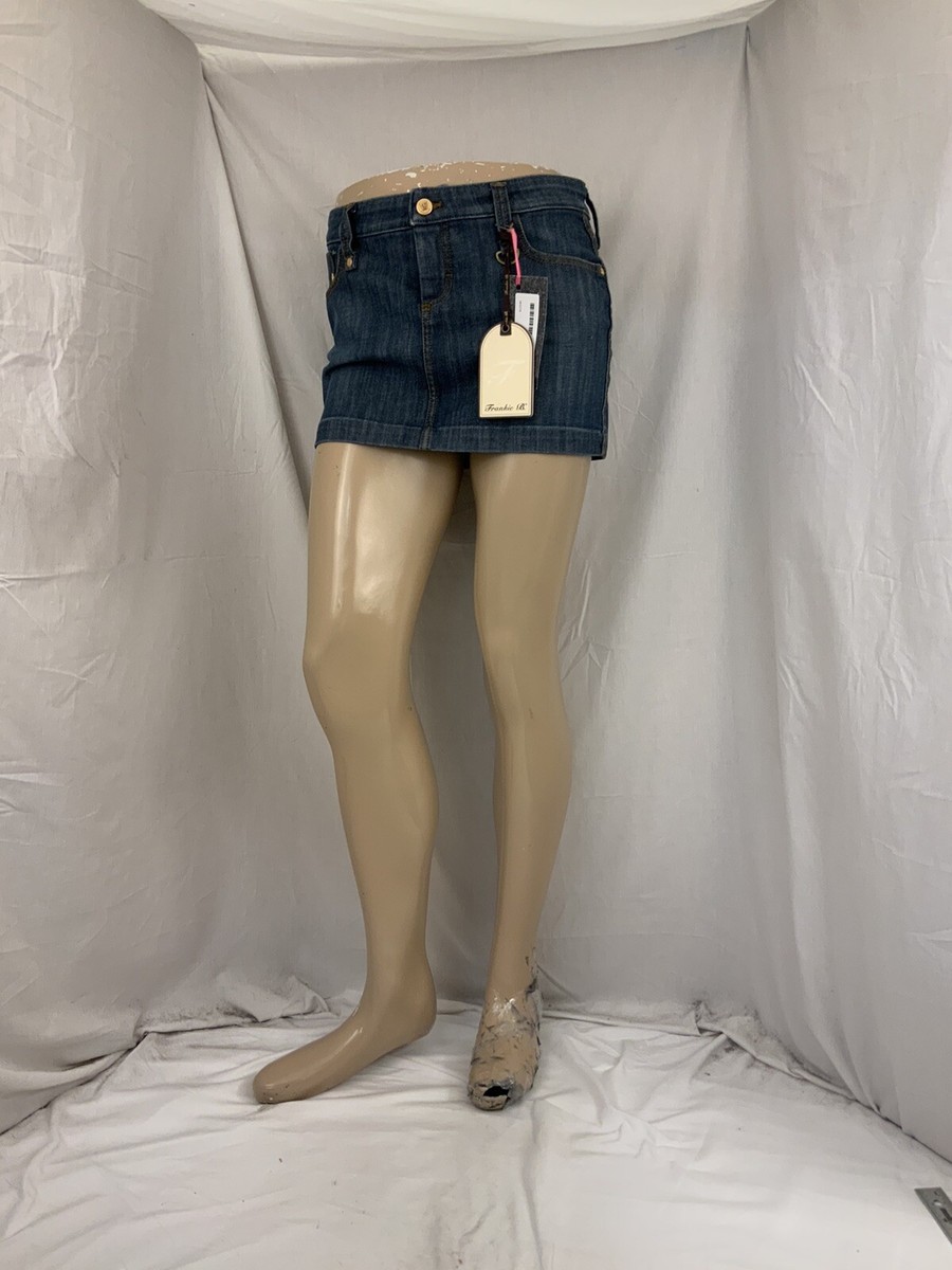 Frankie B Padlock Dust Storm Skirt Sz 6 Blue Denim NWT $215