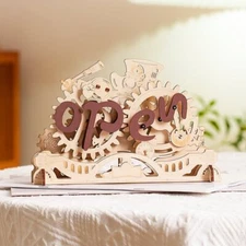 ROKR Open Closed Sign 3D Puzzle Wooden Model Adults Home Decor Unique Gift