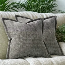 Gray Chenille Throw Pillow Covers Set 0f 2 Modern Pillowcase (16x16 18x18 20x20)