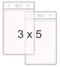 Vertical Waterproof Name Badge Holder Large Size, Fit 3"x5" Insert, 5 Pack 
