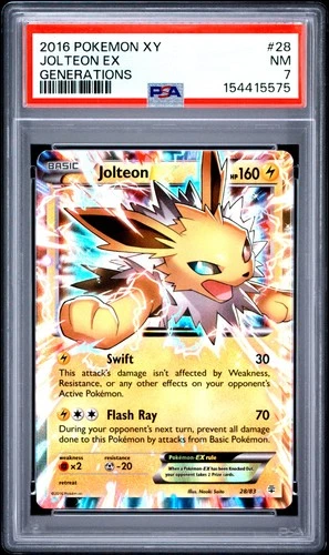 2016 POKEMON XY GENERATIONS #28 JOLTEON EX PSA 7