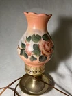 VTG Hand Painted Milk Glass Red Roses Floral Flowers Hurricane Lamp