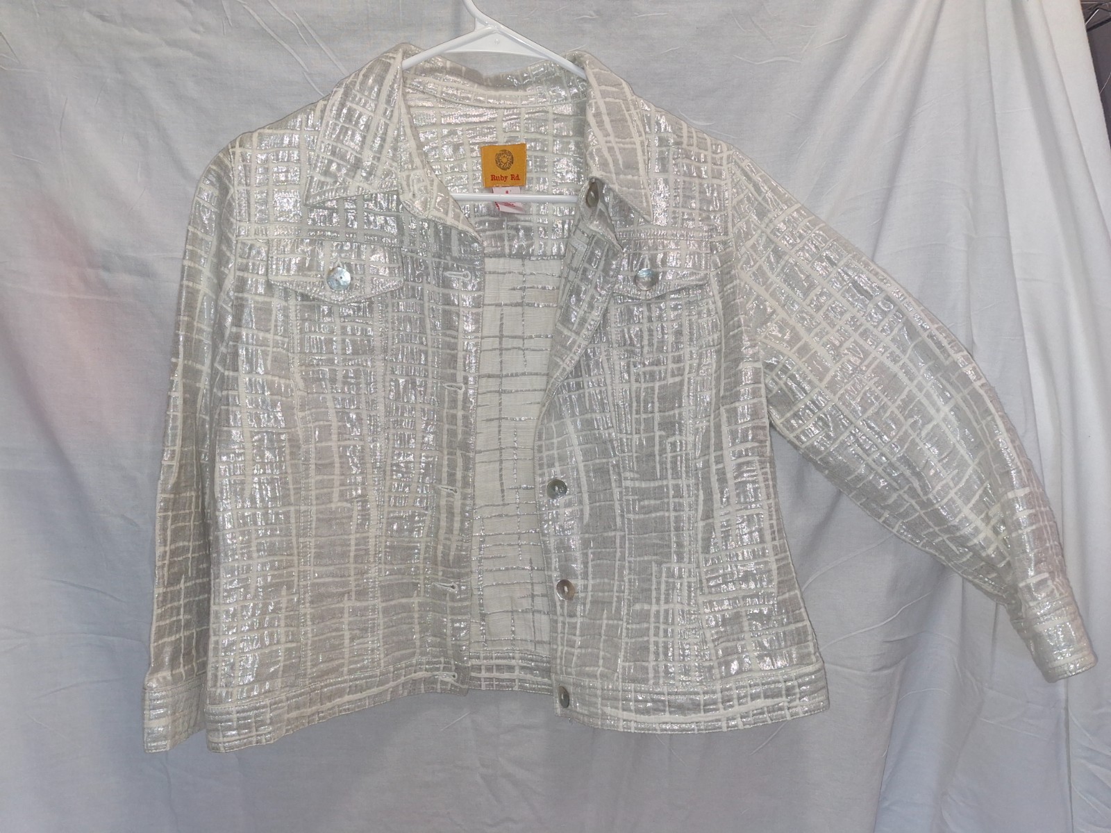RUBY RD LADIES SILVER/METALLIC SHORT BUTTON JACKE… - image 1