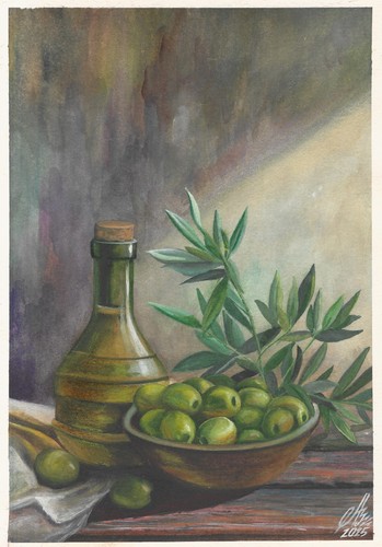 original painting 17.5 x 25 cm 313LV artwork watercolor modern still life