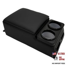 Car Center Console with Cup Holders, Universal Truck Bench Seat Black