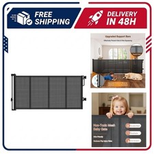 120" Extra Wide Retractable Baby Gate Stairs One-Hand Mesh Pet Safety