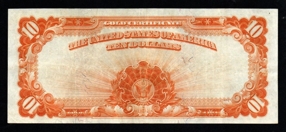 1922 $10 GRANDE Tamaño CRISP VF+/XF Hermoso CERTIFICADO DORADO! Foto 3 de 3