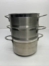 Vintage Crofton 3 piece Stainless Steel Stock Pot Strainer Steamer Pan  NO LID