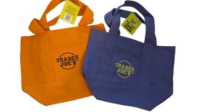 Trader Joes Set Of 2 Mini Tote Bags Summer 2025 Orange Purple FREE US SHIPPING
