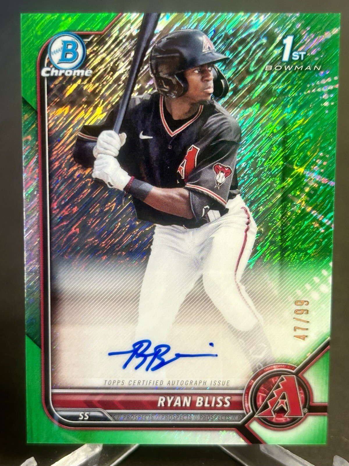 2022 Bowman Chrome 1st Auto Ryan Bliss Green Shimmer /99 CPA-RB Seattle Mariners