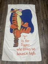 Disney Tigger  T Is For Tigger Who Loves To Bounce  VTG 90s Beach Towel 28  x52  