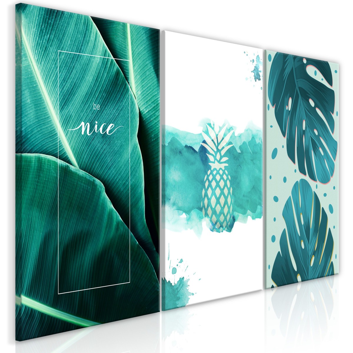 Tableau triptyque Intense Lagoon en toile premium 60x120cm pour interieur elegant