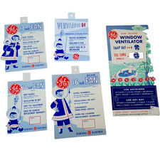 Vintage 1950s General Electric FAN GE Advertising Store Hang Tag & Displays Lot